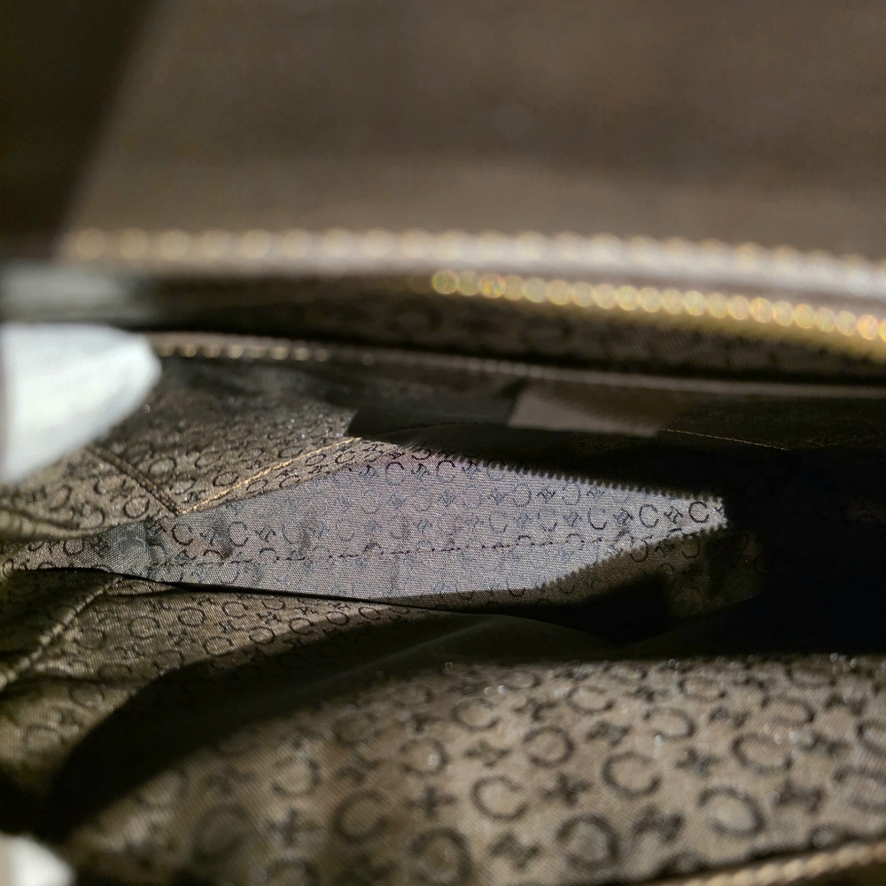 CELINE Triomphe Macadam Structured Tote Bag Cream White Monogram Canvas Vintage - Picture 10 of 12